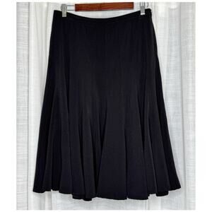 Grace Elements Black Pleated Midi Skirt Womens Size 6 Fit & Flare Swing